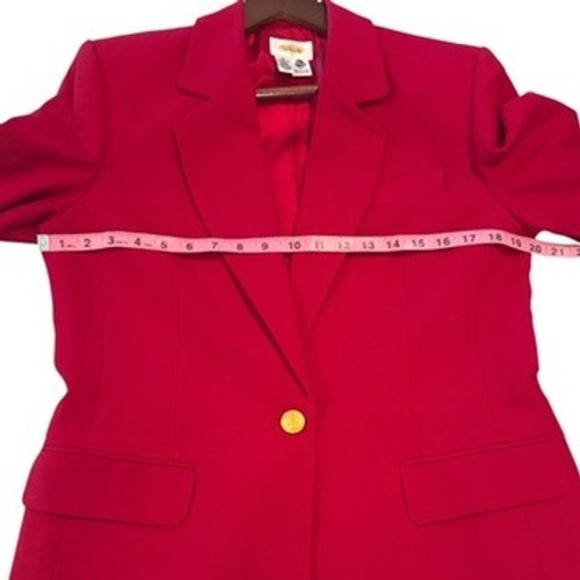 Talbots Red VTG 100% Wool Blazer Jacket Gold Button Size 10 Preppy Quiet Luxery - Picture 5 of 6